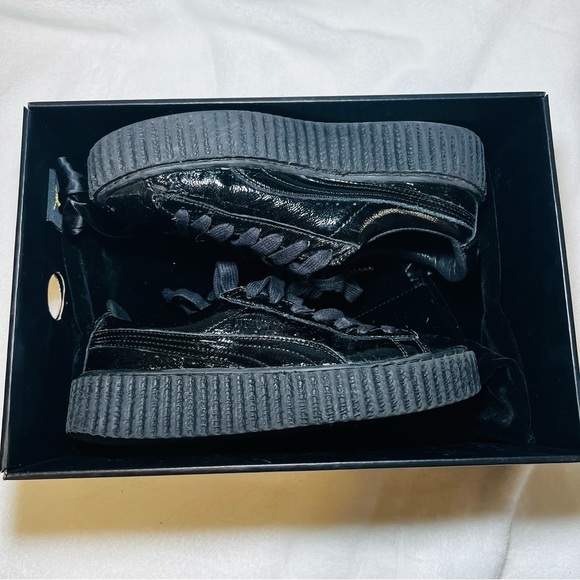 PUMA X Fenty Rihanna Creeper Wrinkled Patent Womens Trainers Black - Size: 6 - Picture 4 of 11